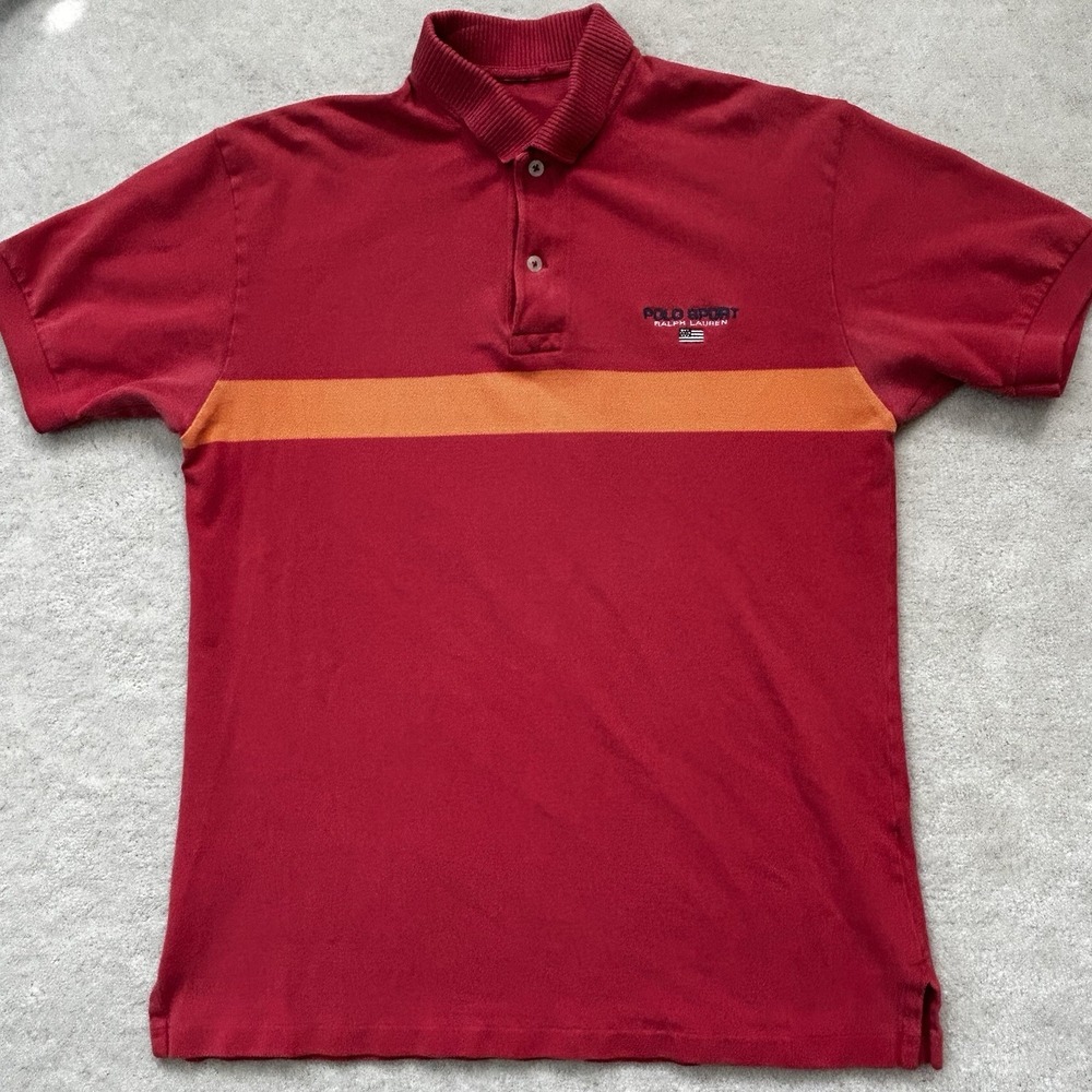 Vintage Polo Sport Ralph Lauren Polo Shirt Medium Striped Cotton Knit